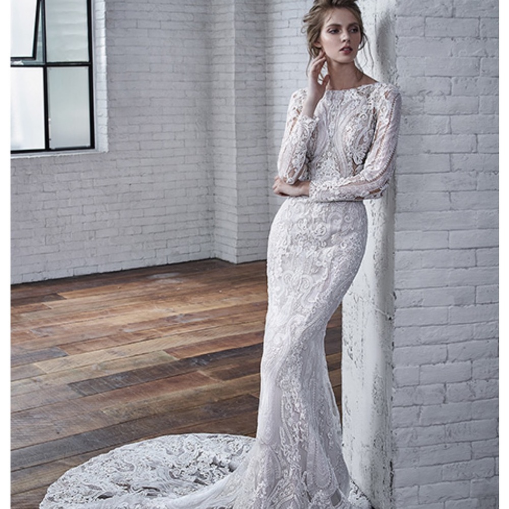 BADGLEY MISCHKA NWT Callista Lace Wedding Gown US/8